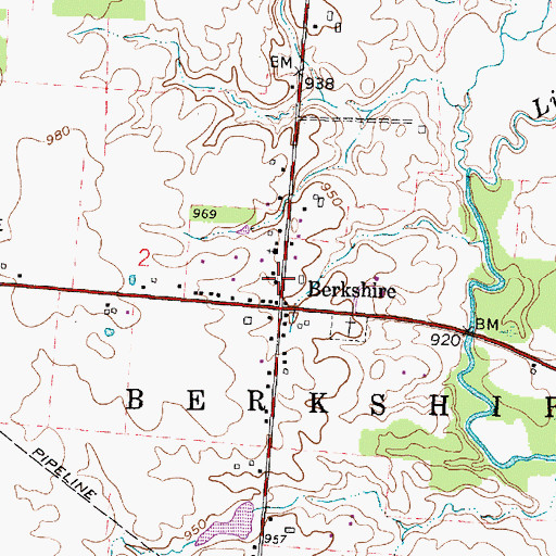 Topographic Map of Berkshire Township Hall, OH