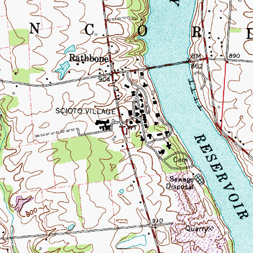 Topographic Map of Concord Township Hall, OH
