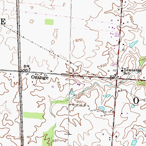 Topographic Map of Orange Township Hall, OH