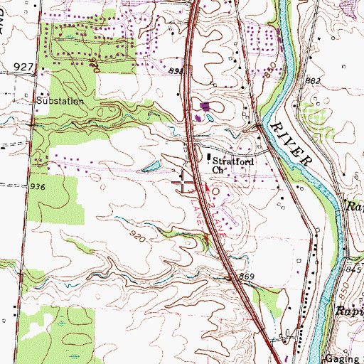 Topographic Map of Delaware Community Plaza Shopping Center, OH