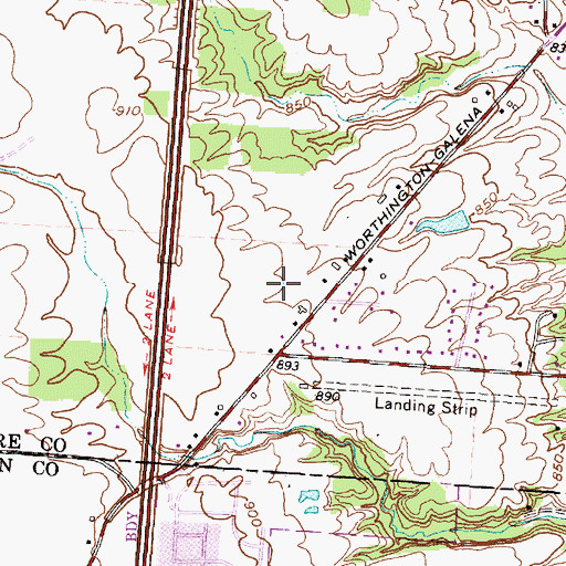Topographic Map of Center Point Church, OH