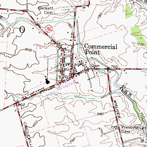 Topographic Map of Commercial Point Municipal Building, OH
