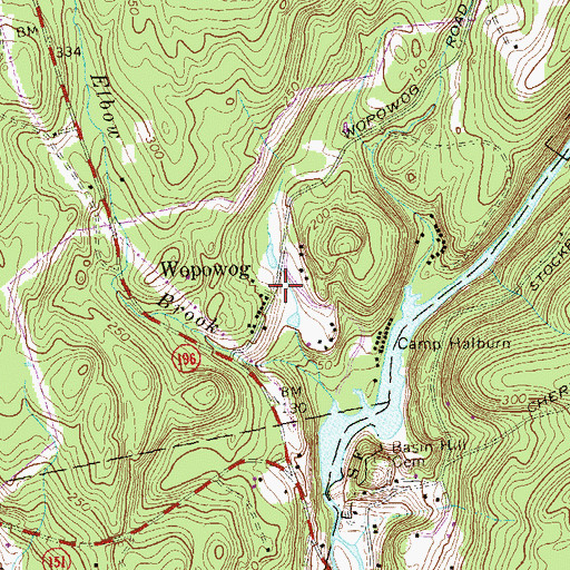 Topographic Map of Wopowog, CT