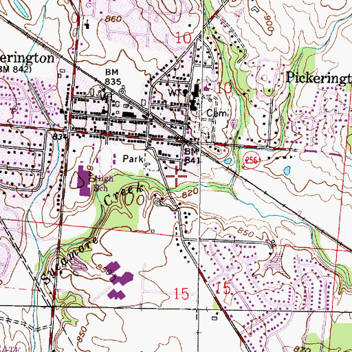 Topographic Map of Pickerington City Hall, OH