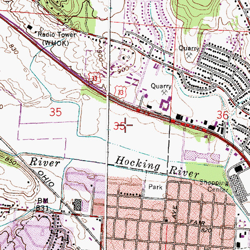 Topographic Map of River Valley Plaza Shopping Center, OH