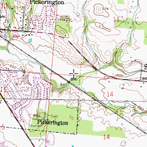 Topographic Map of Simsbury Park, OH