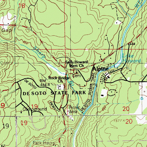 Topographic Map of Howards Chapel Cemetery, AL