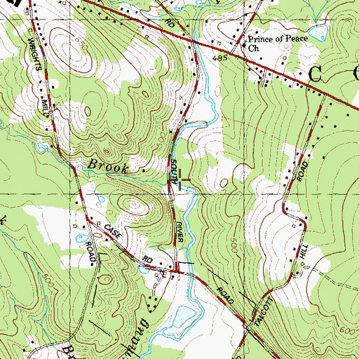 Topographic Map of Olsons Brook, CT