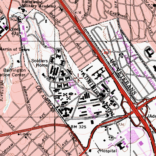 Topographic Map of Jackie Robinson Stadium, CA