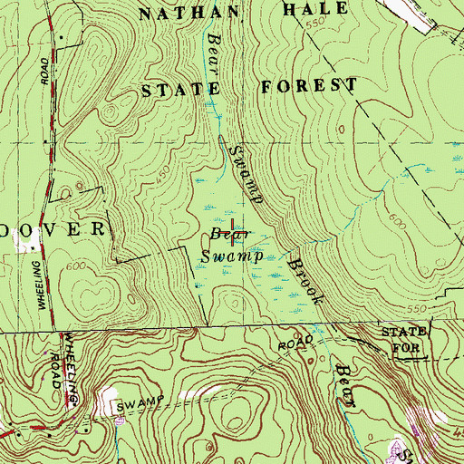 Topographic Map of Bear Swamp, CT