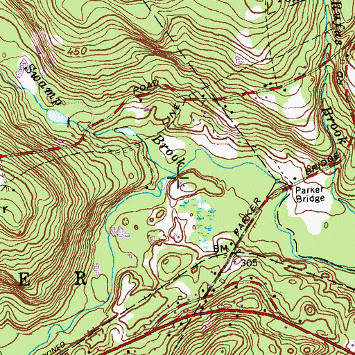 Topographic Map of Bear Swamp Brook, CT