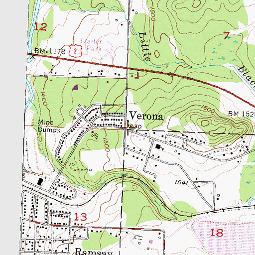 Topographic Map of Verona Post Office (historical), MI