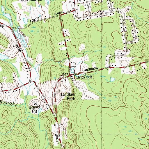 Topographic Map of Brick School, CT