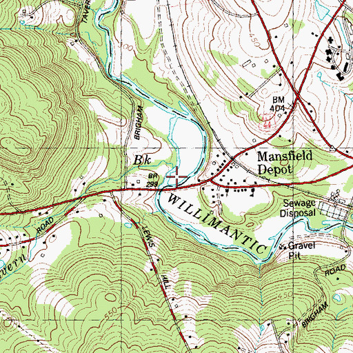 Topographic Map of Brigham Tavern Brook, CT