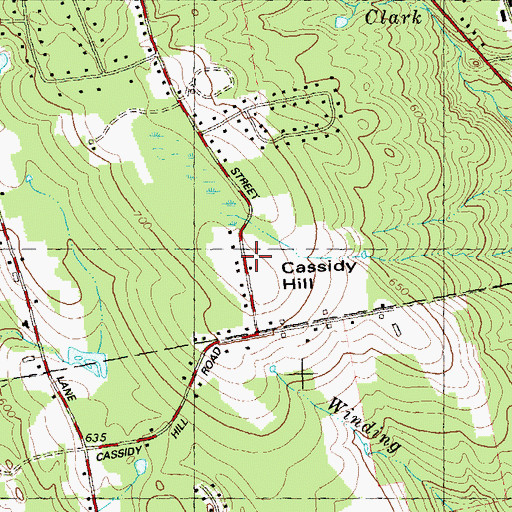 Topographic Map of Cassidy Hill, CT