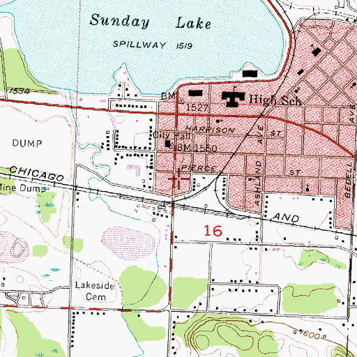 Topographic Map of Grace Baptist Church, MI