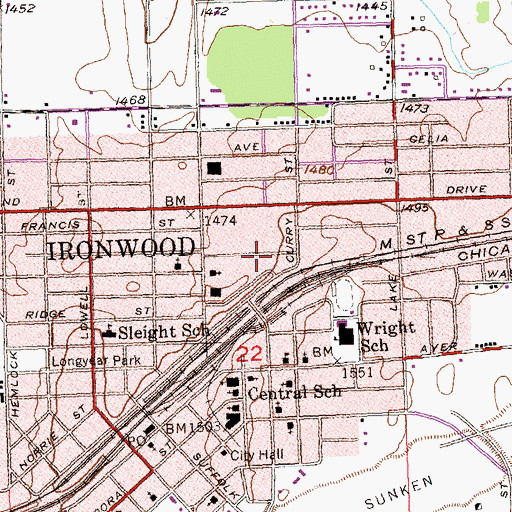 Topographic Map of Grace Community Fellowship, MI