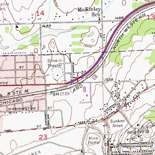 Topographic Map of Assembly of God Church, MI