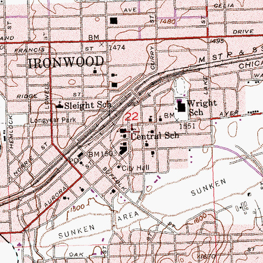 Topographic Map of All Saints Catholic Academy, MI