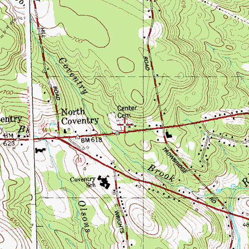 Topographic Map of Center Cemetery, CT