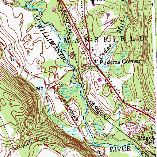 Topographic Map of Cider Mill Brook, CT
