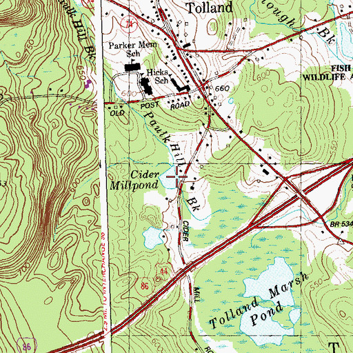 Topographic Map of Cider Millpond, CT