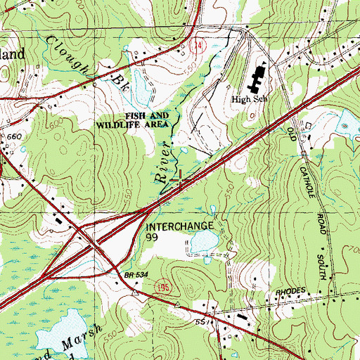 Topographic Map of Clough Brook, CT