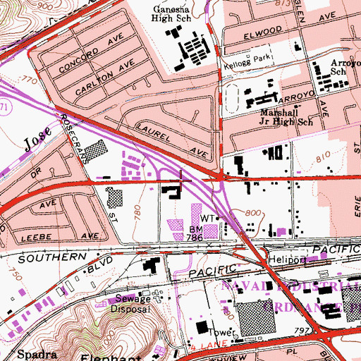 Topographic Map of Exit 14, CA