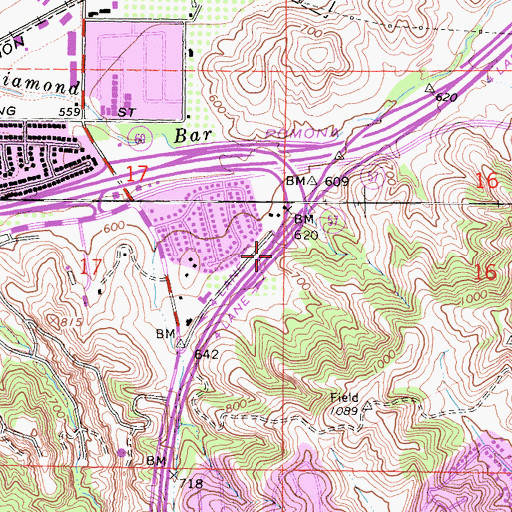 Topographic Map of Exit 16, CA