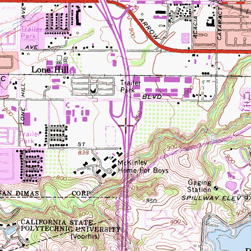 Topographic Map of Exit 24A, CA