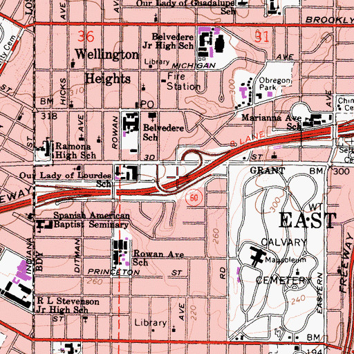Topographic Map of Exit 3A, CA