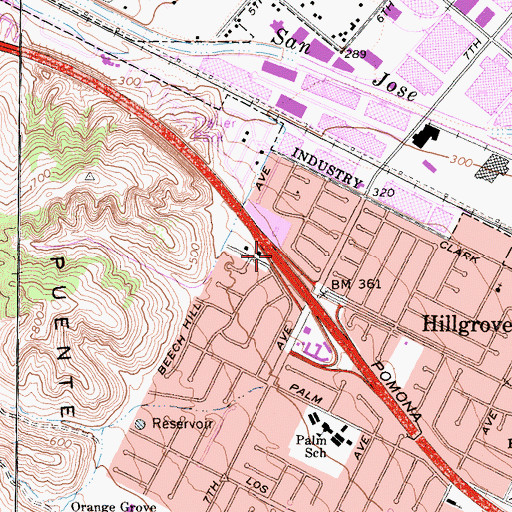 Topographic Map of Exit 14A, CA
