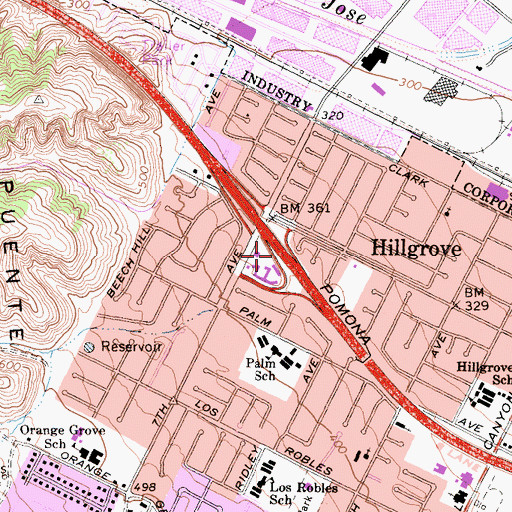 Topographic Map of Exit 14B, CA