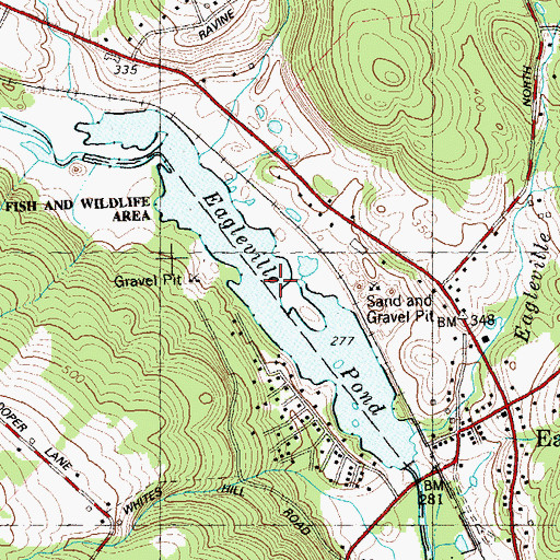 Topographic Map of Eagleville Pond, CT