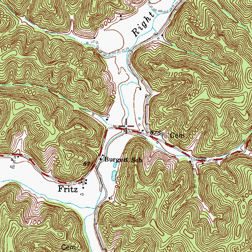 Topographic Map of Jackson Branch, KY