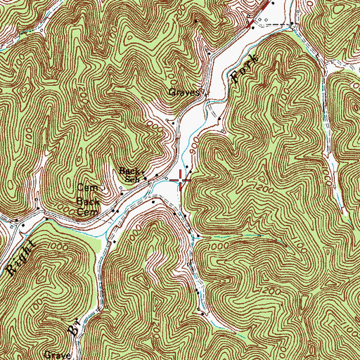 Topographic Map of Paddle Branch, KY