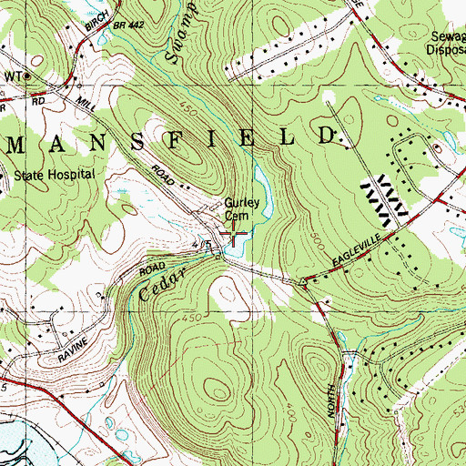 Topographic Map of Gurley Cemetery, CT