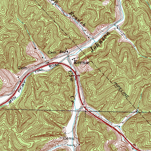 Topographic Map of Wile Reed Cemetery, KY