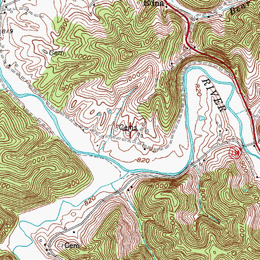 Topographic Map of Keeton Cemetery, KY