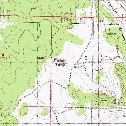 Topographic Map of Fields Tank, AZ