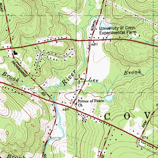 Topographic Map of Lee Brook, CT