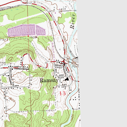 Topographic Map of Ramsay Post Office, MI