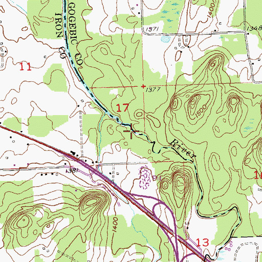 Topographic Map of Interstate Falls, MI