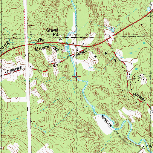 Topographic Map of Mason Brook, CT