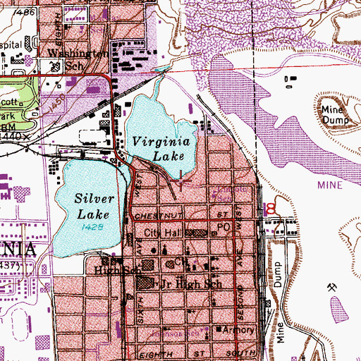 Topographic Map of Virginia Lake Reishus School, MN