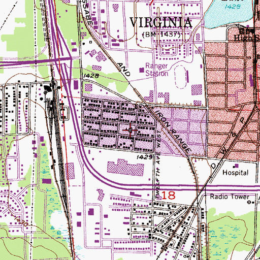 Topographic Map of James Madison Elementary School, MN