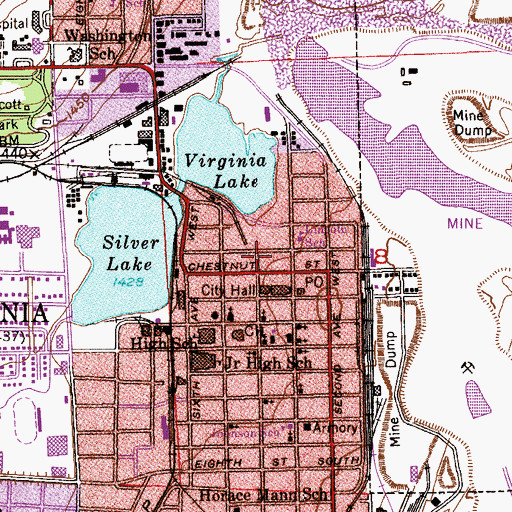 Topographic Map of Virginia Fire Department, MN