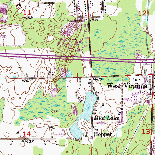 Topographic Map of Mountain Iron City Hall, MN