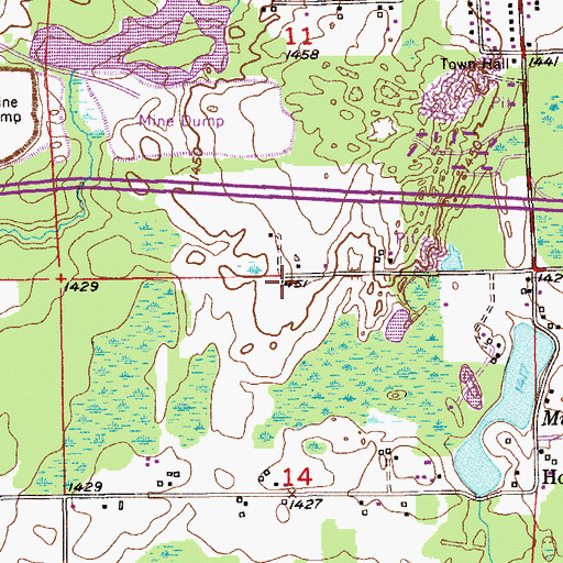 Topographic Map of Mountain Iron Elementary, MN