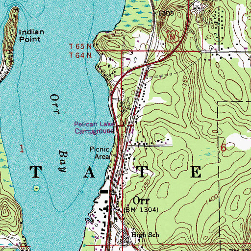 Topographic Map of Pelican Lake Campground, MN